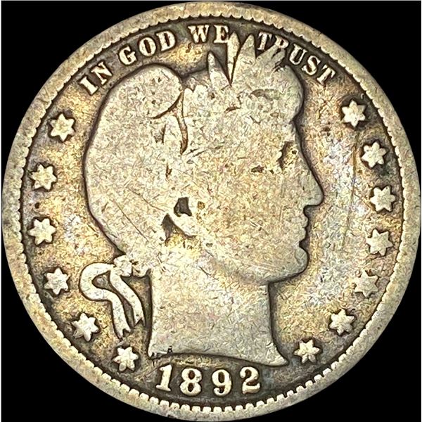1892-S Silver Barber Quarter NICELY CIRCULATED