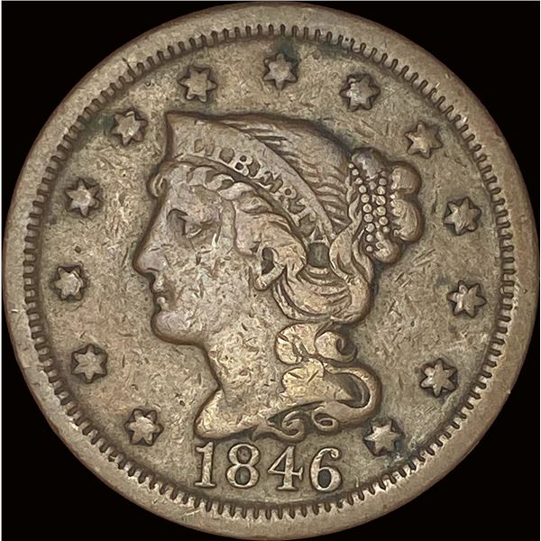 1846 Braided Hair Large Cent LIGHTLY CIRCULATED
