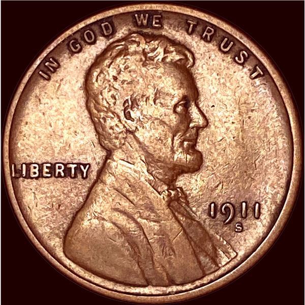 1911-S Lincoln Wheat Cent CHOICE AU