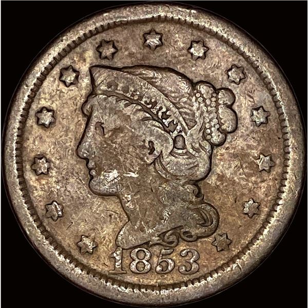 1853 Braided Hair Large Cent NICELY CIRCULATED