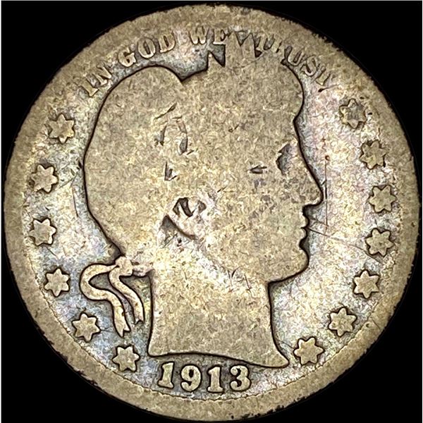 1913-S Silver Barber Quarter NICELY CIRCULATED