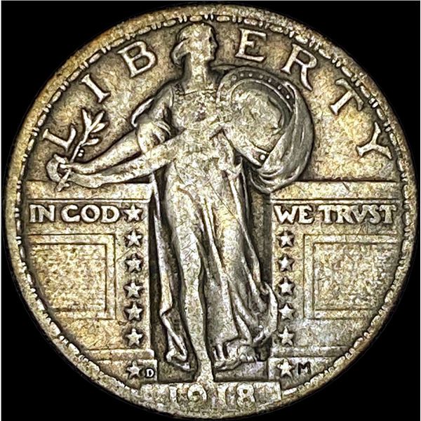 1918-D Silver Standing Liberty Quarter LIGHTLY CIRCULATED