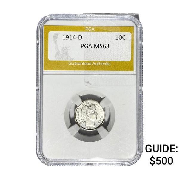 1914-D Mercury Silver Dime PGA MS63