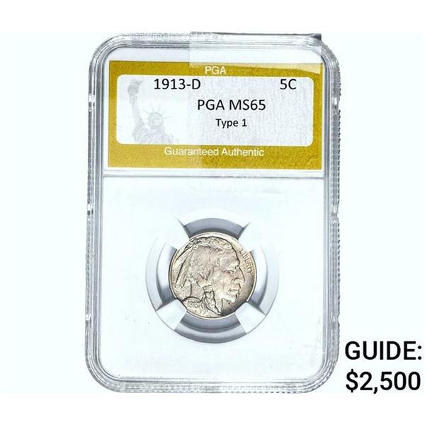 1913-D Buffalo Nickel PGA MS65 TY 1