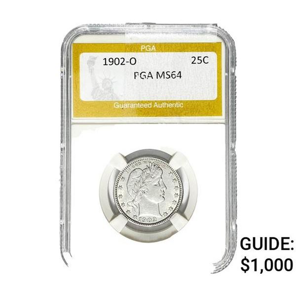 1902-O Barber Quarter PGA MS64