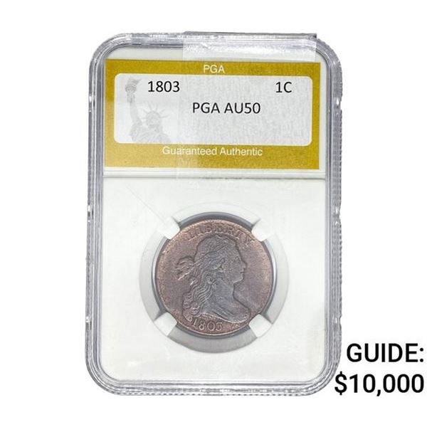 1803 Draped Bust Large Cent PGA AU50