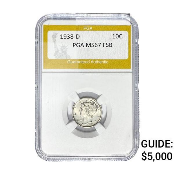 1938-D Mercury Silver Dime PGA MS67 FSB