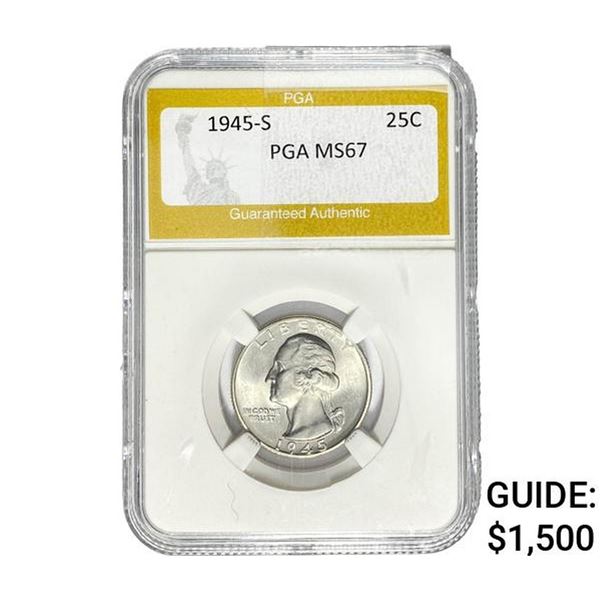 1945-S Washington Silver Quarter PGA MS67