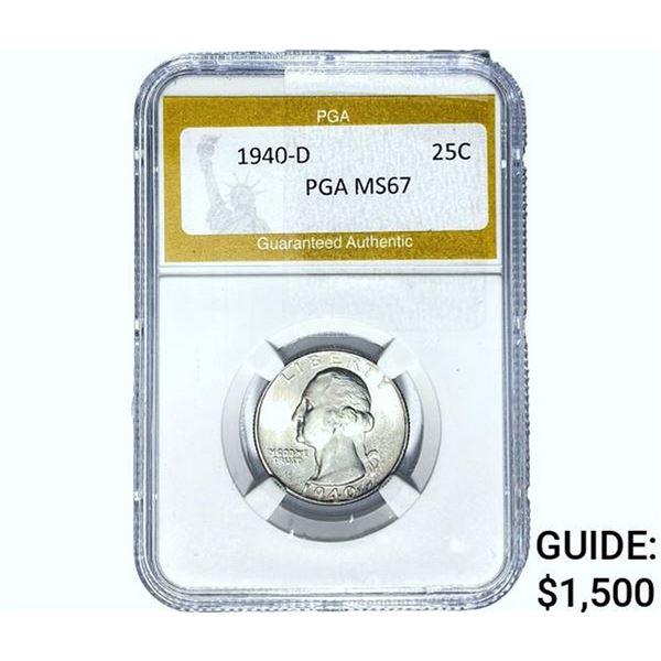 1940-D Washington Silver Quarter PGA MS67