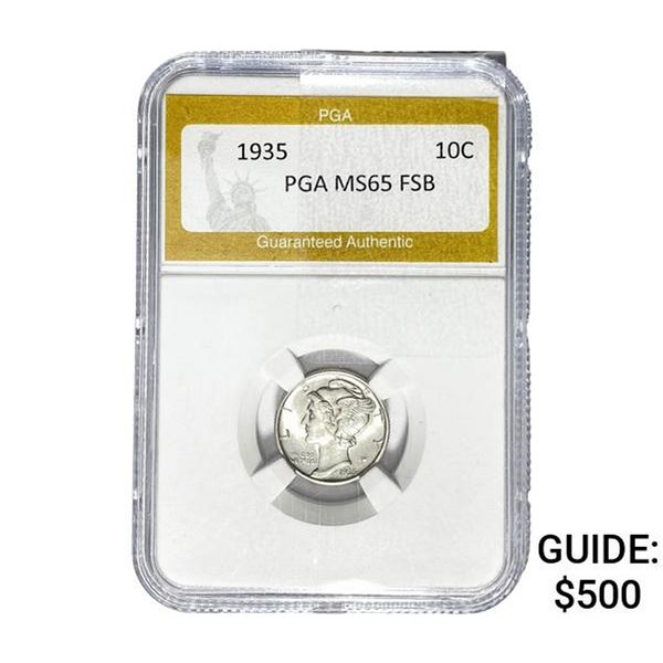 1935 Mercury Silver Dime PGA MS65 FSB