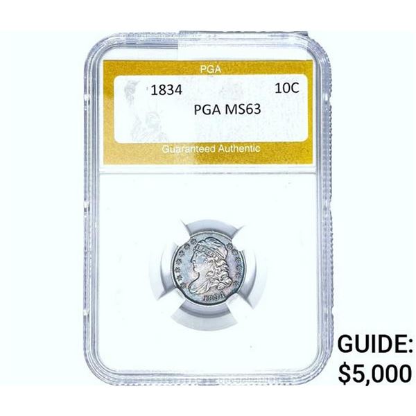 1834 Capped Bust Dime PGA MS63