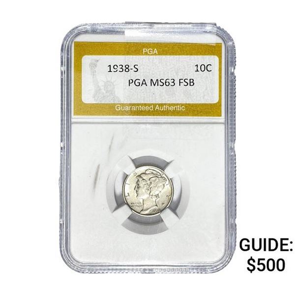 1938-S Mercury Silver Dime PGA MS63 FSB