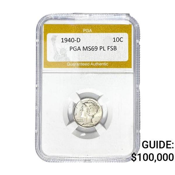 1940-D Mercury Silver Dime PGA MS69 PL FSB