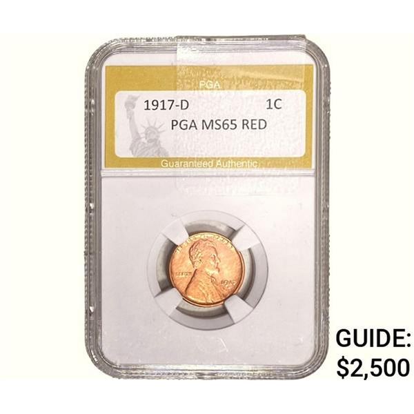 1917-D Wheat Cent PGA MS65 Red