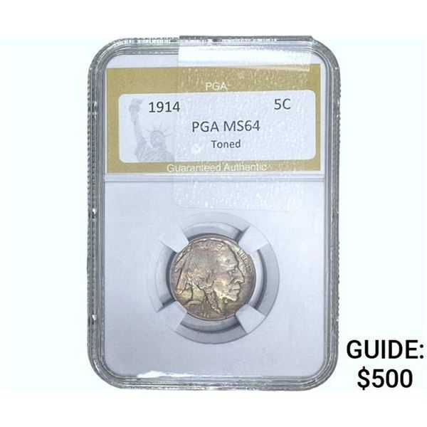 1914 Buffalo Nickel PGA MS64 Toned