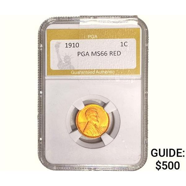 1910 Wheat Cent PGA MS66 Red