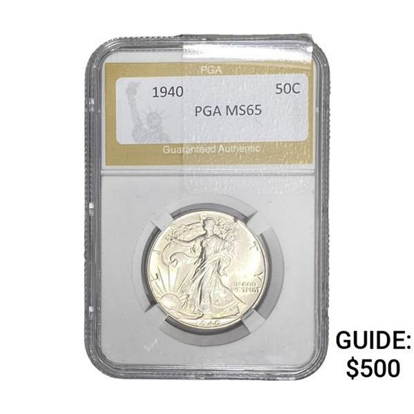 1940 Walking Liberty Quarter PGA MS65