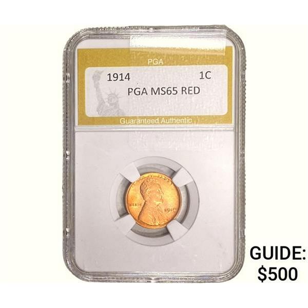 1914 Wheat Cent PGA MS65 Red