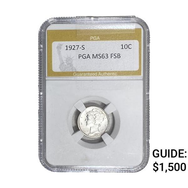 1927-S Mercury Silver Dime PGA MS63 FSB