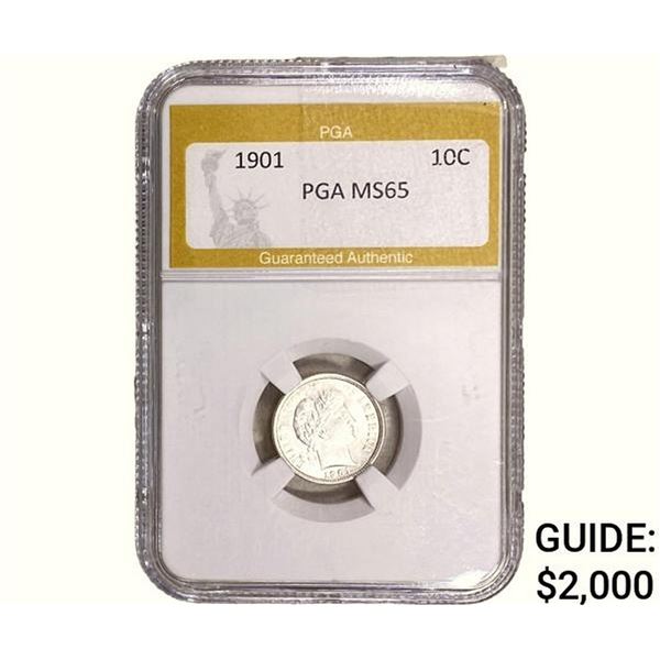 1901 Mercury Silver Dime PGA MS65