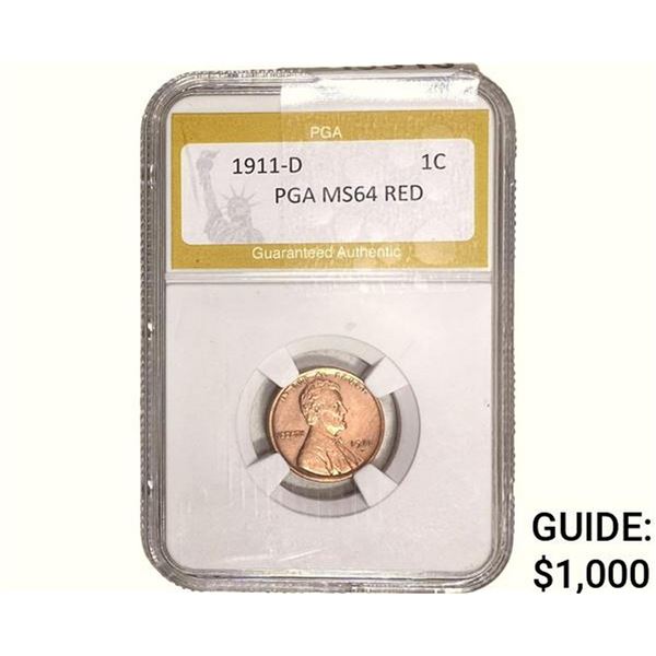 1911-D Wheat Cent PGA MS64 Red