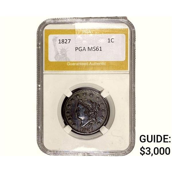 1827 Coronet Head Large Cent PGA MS61