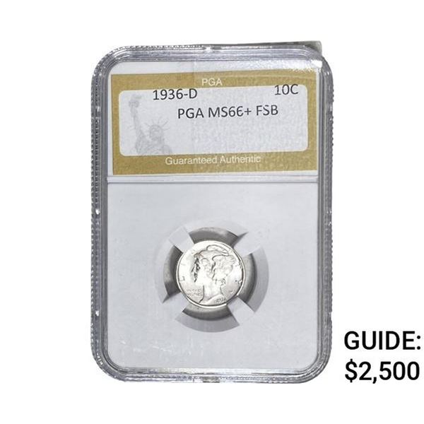 1936-D Mercury Silver Dime PGA MS66+ FSB