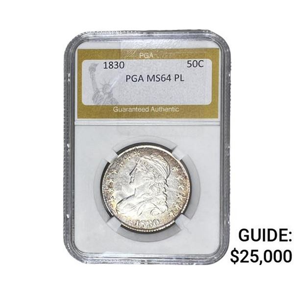 1830 Capped Bust Half Dollar PGA MS64 PL
