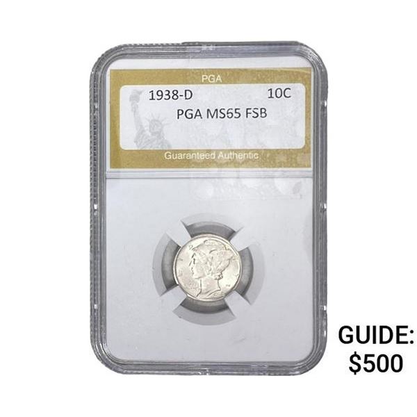 1938-D Mercury Silver Dime PGA MS65 FSB
