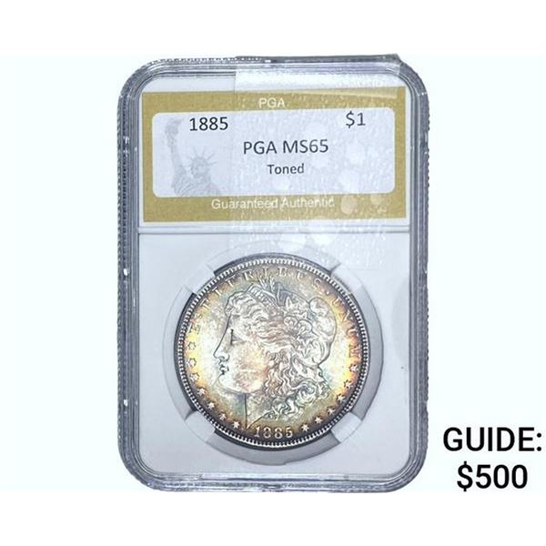 1885 Morgan Silver Dollar PGA MS65 Toned