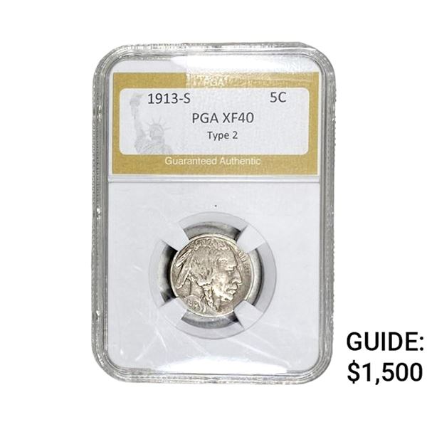 1913-S Buffalo Nickel PGA XF40 TY 2