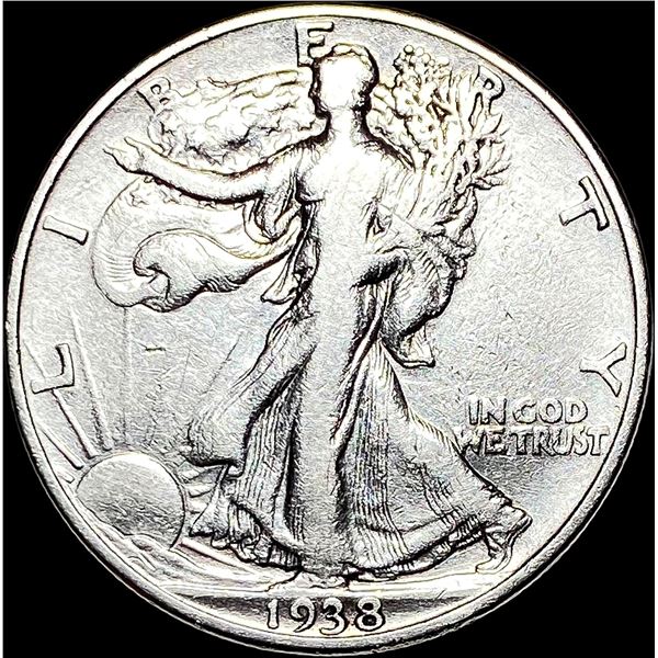 1938-D Silver Half Dollar Walking Liberty LIGHTLY CIRCULATED