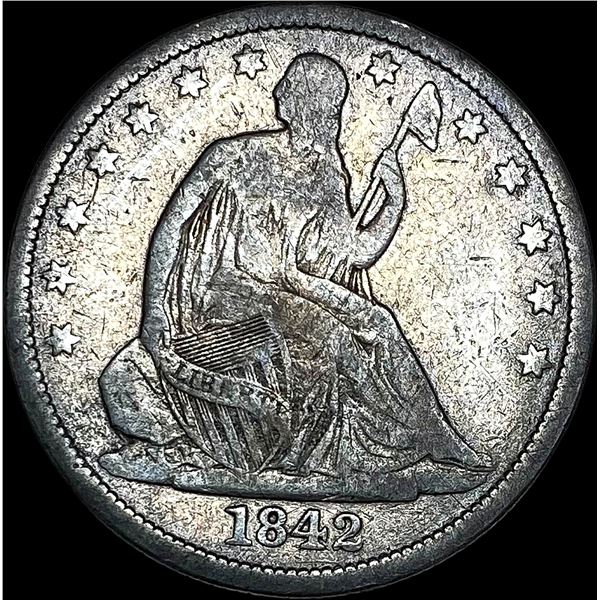 1842 Seated Liberty Half Dollar LIGHTLY CIRCULATED
