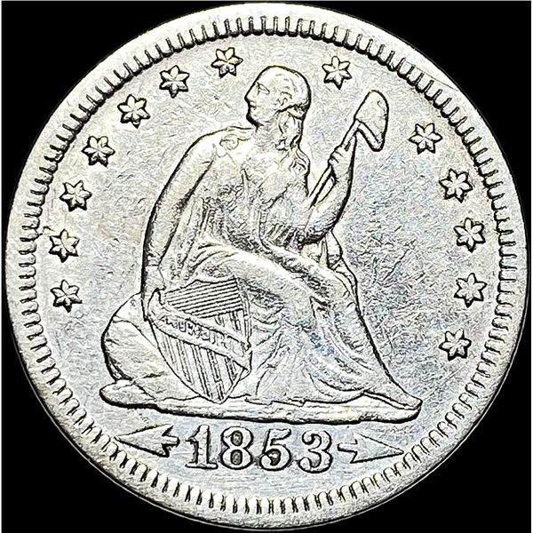 1853 Seated Liberty Silver Quarter LIGHTLY CIRCULATED