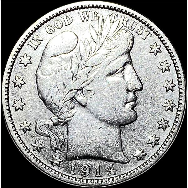 1914-S Silver Barber Half Dollar LIGHTLY CIRCULATED