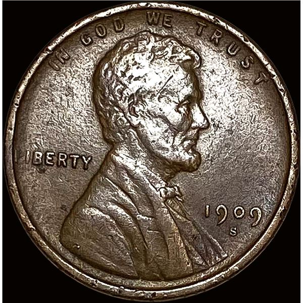 1909-S Lincoln Wheat Cent LIGHTLY CIRCULATED