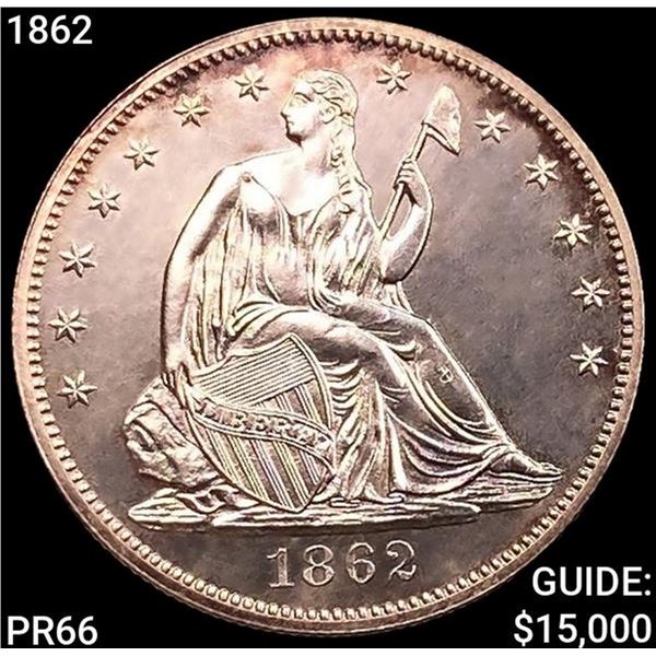 1862 Seated Liberty Half Dollar SUPERB GEM PROOF