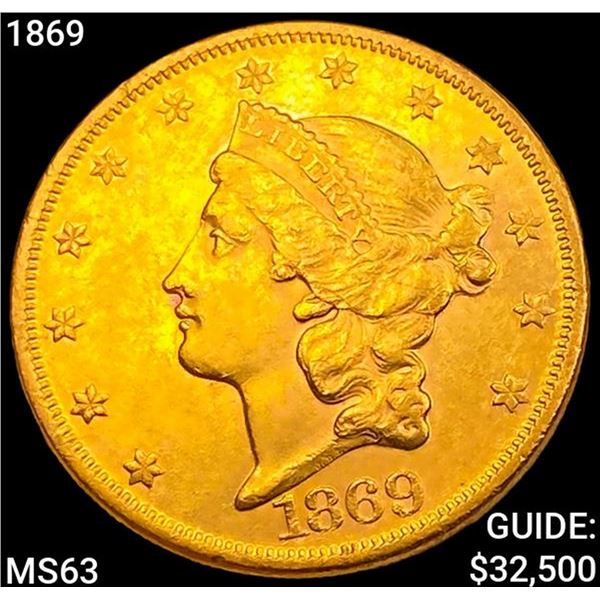 1869 $20 Gold Double Eagle CHOICE BU