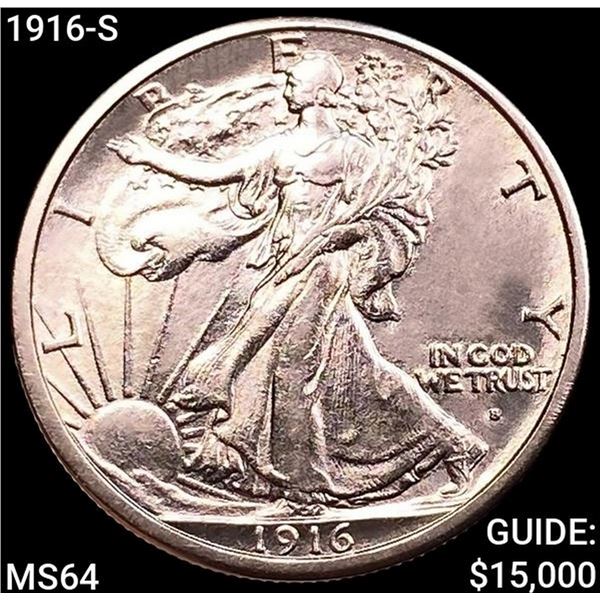 1916-S Walking Liberty Half Dollar CHOICE BU
