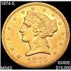 Image 1 : 1874-S $5 Gold Half Eagle UNCIRCULATED