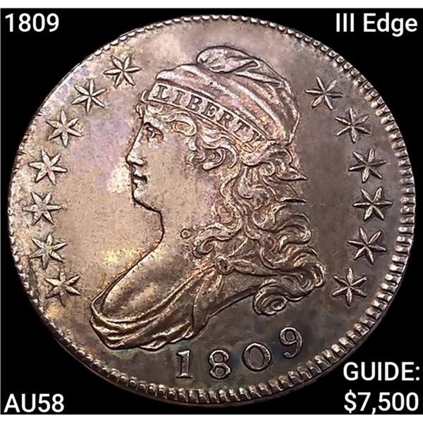 1809 III Edge Capped Bust Half Dollar CHOICE AU