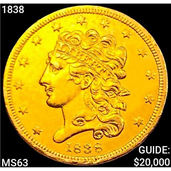 1838 $5 Gold Half Eagle CHOICE BU