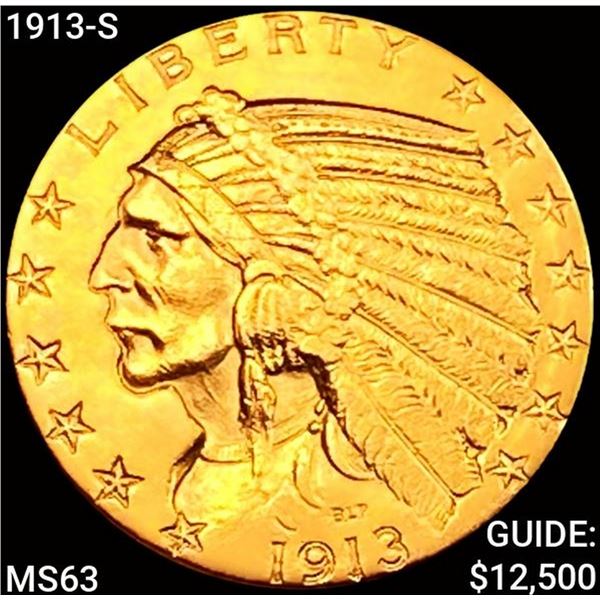 1913-S $5 Gold Half Eagle CHOICE BU