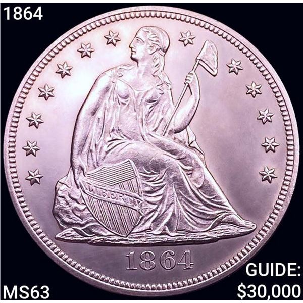 1864 Seated Liberty Dollar CHOICE BU
