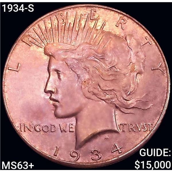 1934-S Silver Peace Dollar CHOICE BU+