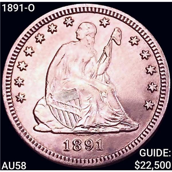 1891-O Seated Liberty Quarter CHOICE AU