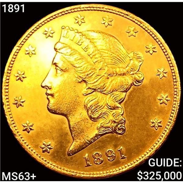 1891 $20 Gold Double Eagle CHOICE BU+