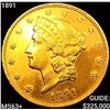 1891 $20 Gold Double Eagle CHOICE BU+