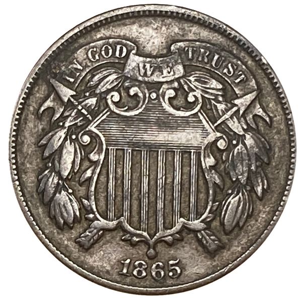 1865 Fancy 5 Two Cent Piece