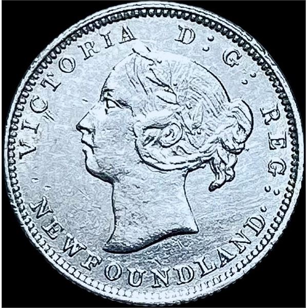 1896 Newfoundland Silver 5 Cents CHOICE AU
